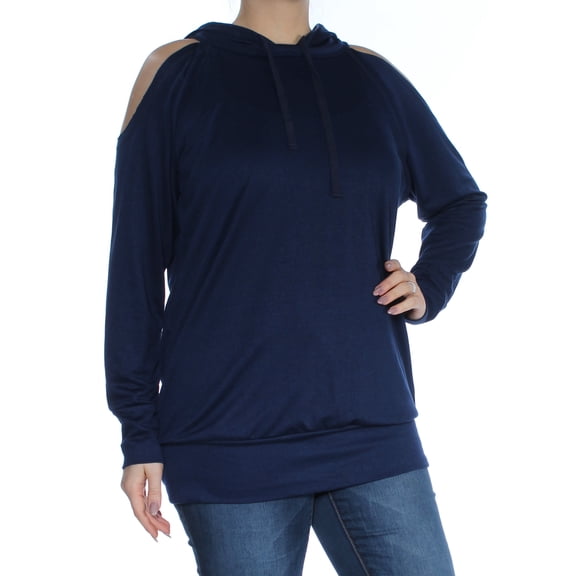 GYPSIES & MOONDUST $34 Womens New 1119 Navy Hooded Long Sleeve Sweater L B B