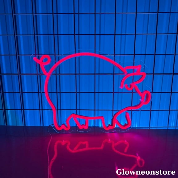 Glowneon Pig Neon Sign, Pig Led Sign, Butcher Shop Led Sign, Custom Neon Sign, BBQ Led Sign