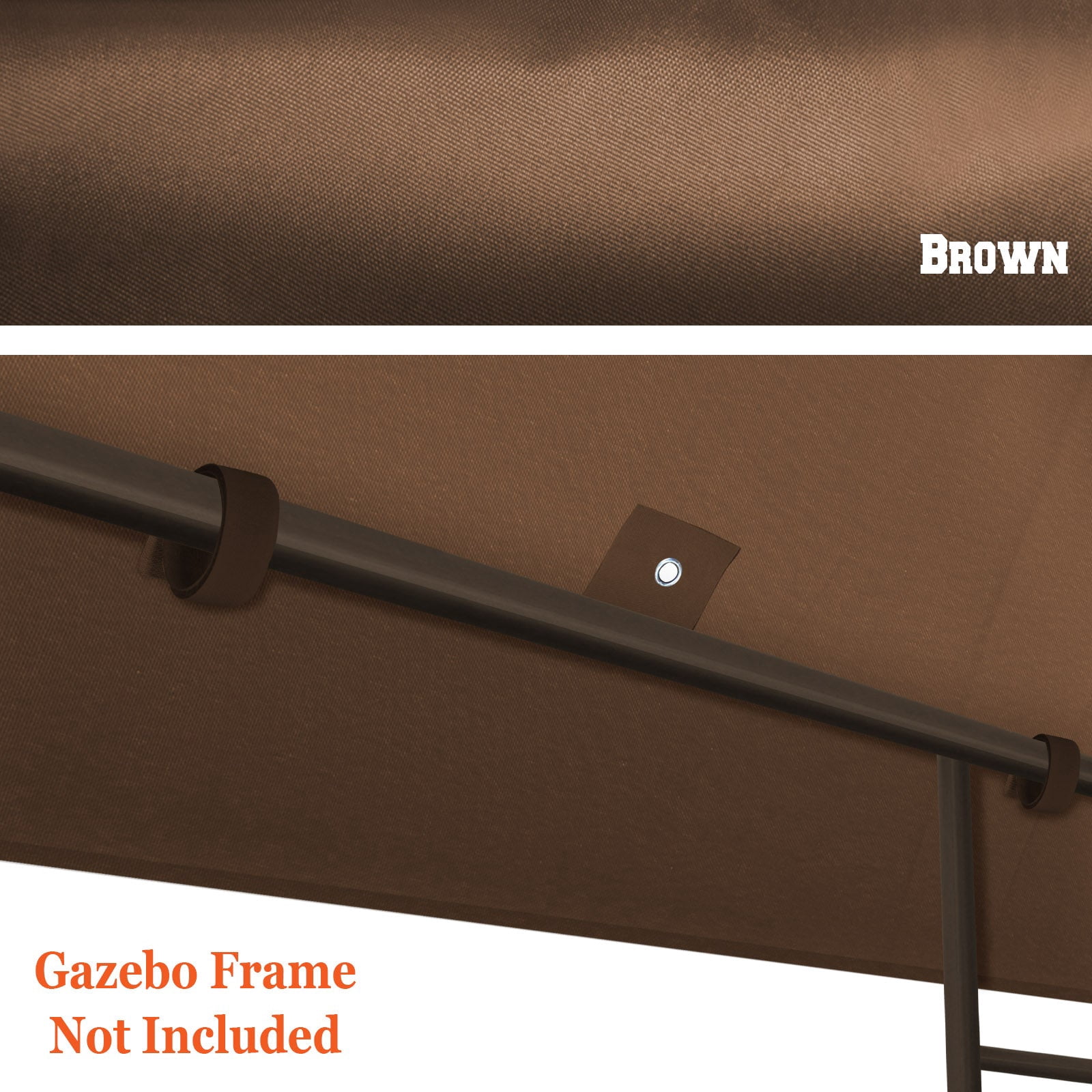 SUNRISEUMBRELLA 119“”x119” Gazebo Replacement Canopy Top Single Tier Canopy Top Cover(BROWN)