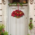 Qocolhg Artificial Christmas Hanging Basket, Artificial Poinsettia