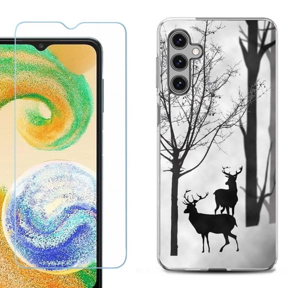 OneToughShield ® Compatible with Samsung Galaxy S24, Shockproof Fashion Phone Case, with Tempered Glass Screen Protector - Forest Deer