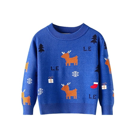 

RPVATI Toddler Bays Girl Boy Christmas Sweater Long Sleeve Knitting Sweatshirt Crewneck Clothes 1-7Y