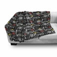 thumbnail image 2 of Modern Soft Flannel Fleece Blanket, Owl Crown and Books Vermilion Boots Feather Teacup Modern Doodle Pattern, Cozy Plush for Indoor and Outdoor Use, 50" x 70", Charcoal Grey Yellow, by Ambesonne, 2 of 5