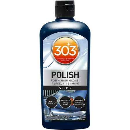 303 Polish - for High Gloss, Reflective Shine - Eliminates Swirls - Provides Deep Shine to Paint - Removes 2000 Grit Scratches (Step 2), 12 fl. oz. (30704)