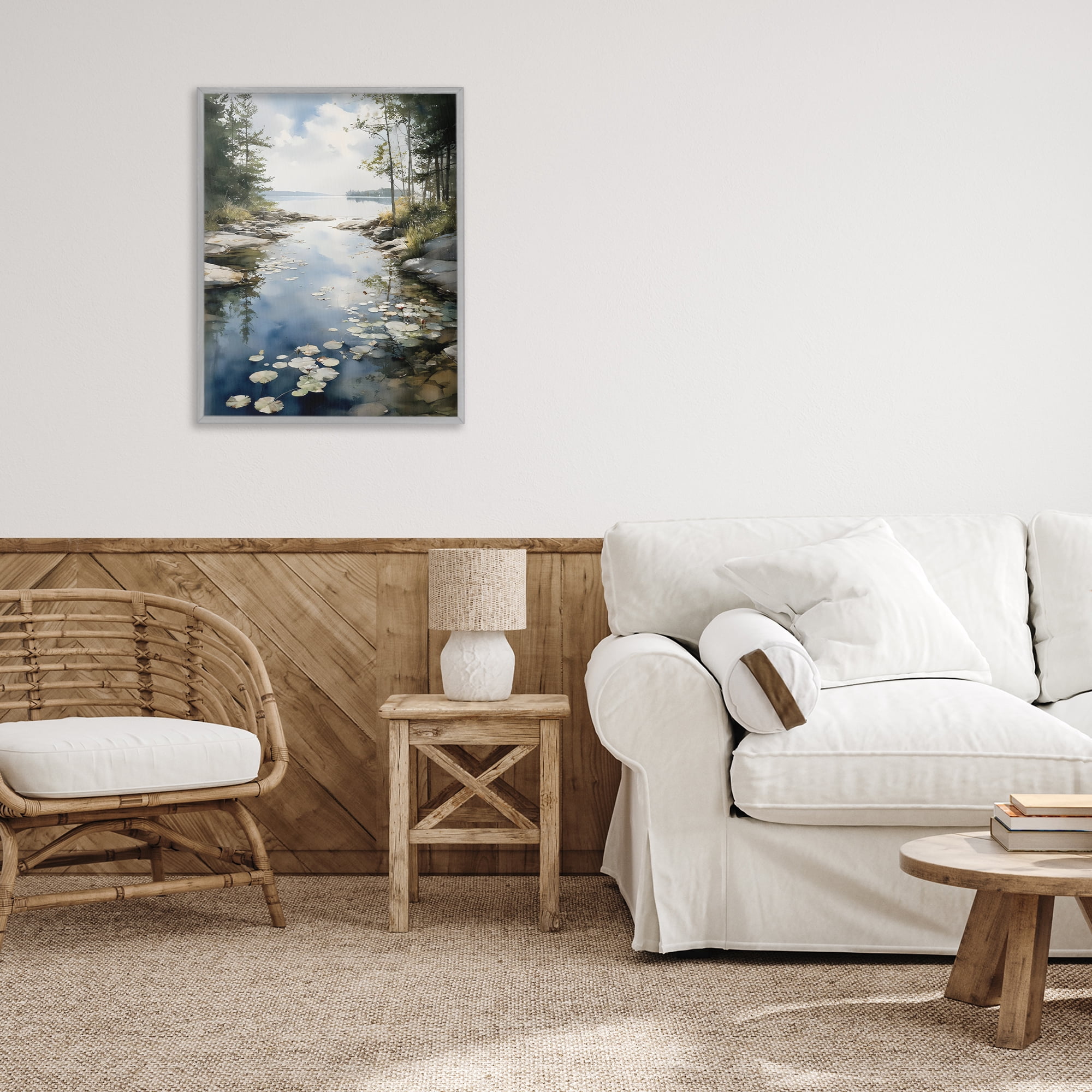 Stupell Industries Lilypad Inlet Reflection Gray Framed Giclee Art, design by Franklyn Gregory