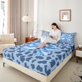 thumbnail image 4 of Homewish Blue Ribbon Bow 4-Piece Full Size Sheets for Children Teens Girls,Leopard Print Bed Sheets,Dreamy Princess Lightweight Sheet Sets,Breathable Home Decor, 4 of 7