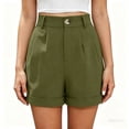 thumbnail image 2 of Women's Plus Size Solid Color Bermuda Shorts High Waist Straight Fit Casual Dressy Work Shorts with Pockets Army Green, 2 of 6