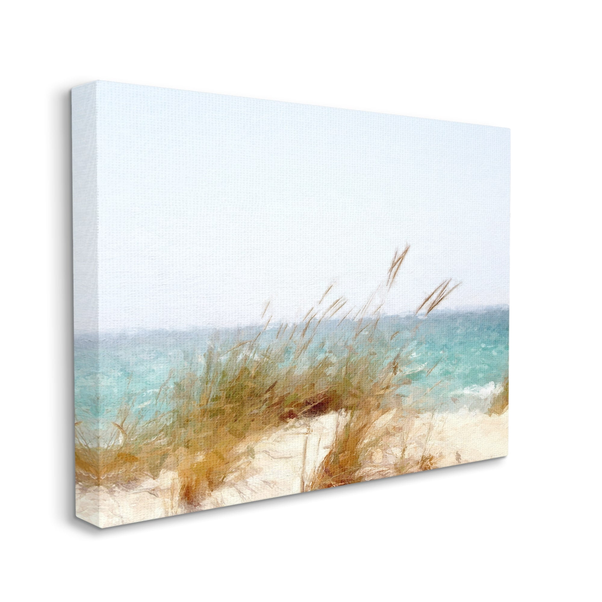 Stupell Beach Reeds Nautical Windblown Coast Landscape Painting Gallery Wrapped Canvas Print Wall Art