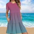 thumbnail image 2 of Erwazi Summer Casual Dresses for Women Swing Short Sleeve T Shirt Dresses Tiered Flowy Beach Mini Dress with Pockets, 2 of 6