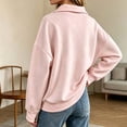 thumbnail image 4 of Ghalytn Women's Quarter Zip Collared Sweatshirt, Long Rib Cuff Sleeve Drop Shoulder Relaxed Fit Pullover Top, 4 of 5