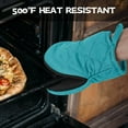 thumbnail image 5 of HEETLY Short Oven Mitts and Pot Holders Set,4-Piece,500°F Heat Resistant with Neoprene Grip,Coral Blue, 5 of 6