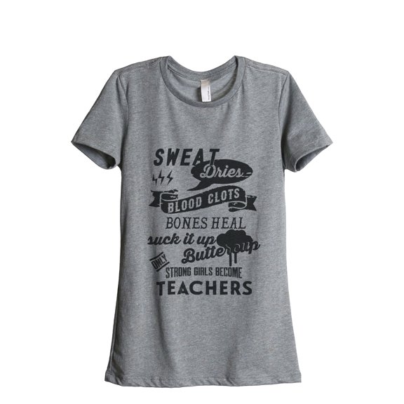 Thread Tank Strong Girls Teachers Women's Relaxed Crewneck T-Shirt Tee Heather Grey X-Large