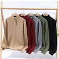 thumbnail image 5 of Bpmpbo Men's Ribbed Stand Collar Zip Up Sweater Teen Boys' Solid Color Relaxed Fit Knit Cardigan, 5 of 5