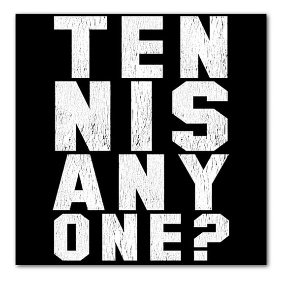 DistinctInk Custom Bumper Sticker - 8" x 8" Decorative Decal - Black Background - Tennis Anyone?
