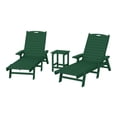thumbnail image 3 of WestinTrends Malibu 3-Piece Outdoor Chaise Lounge Set with Side Table, All-Weather Poly Lumber, 5-Position Backrest, Lawn Pool Patio Furniture, Dark Green, 3 of 14