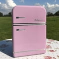 thumbnail image 2 of Retro Refrigerator Cookie Tin, Pink, Raised Text, Silver Accents, Metal, Air Tight Lid, Food Safe, 9 3/4 H x 6 3/4 W x 2 3/4 D Inches, 2 of 3