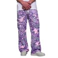 thumbnail image 2 of Men's Cargo Pants Relaxed Fit Straight Leg Camo Print Work Pants with 4 Pockets Elastic Waistband Drawstring Lightweight Trousers for Hiking Outdoor Daily Wear Purple L, 2 of 5