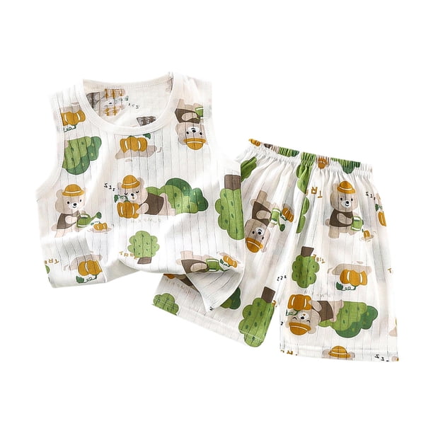 Odeerbi 1-11 Años Niños Niñas Pijama de Verano de Algodón de Manga Larga Conjunto de Pantalones Con Estampado Suave Ropa de Dormir Conjuntos de Pijama de Dos Piezas
