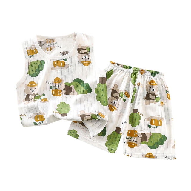 Odeerbi 1-11 Años Niños Niñas Pijama de Verano de Algodón de Manga Larga Conjunto de Pantalones Con Estampado Suave Ropa de Dormir Conjuntos de Pijama de Dos Piezas