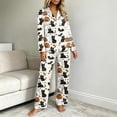 thumbnail image 6 of Virmaxy Pajamas for Women Set Halloween Pajama Set Button Down Notch Collar Long Sleeve Cute Kitty and Ghost Print Sleepwear Loungewear for Fall Holiday Beige, 6 of 6