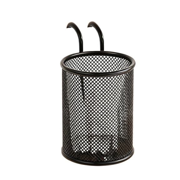 Mesh Hanging Pen Holder with 0.4in Hook, Metal Desk Organizer Cup, Multi-Purpose Hanging Pencil and Stationary Basket for Office, Cubicle, and Classroom