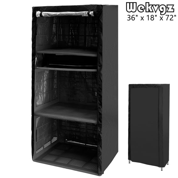 Wire Shelf Covers 36"x18"x72", Heavy Duty 210D Waterproof Storage Rack Cover with 2 Front Zippers