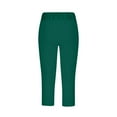 thumbnail image 6 of UVEASISHA Womens V Cross Waist Capri Leggings High Waisted Shapewear Cropped Yoga Pants Stretch Compression Workout Tights Green M, 6 of 7