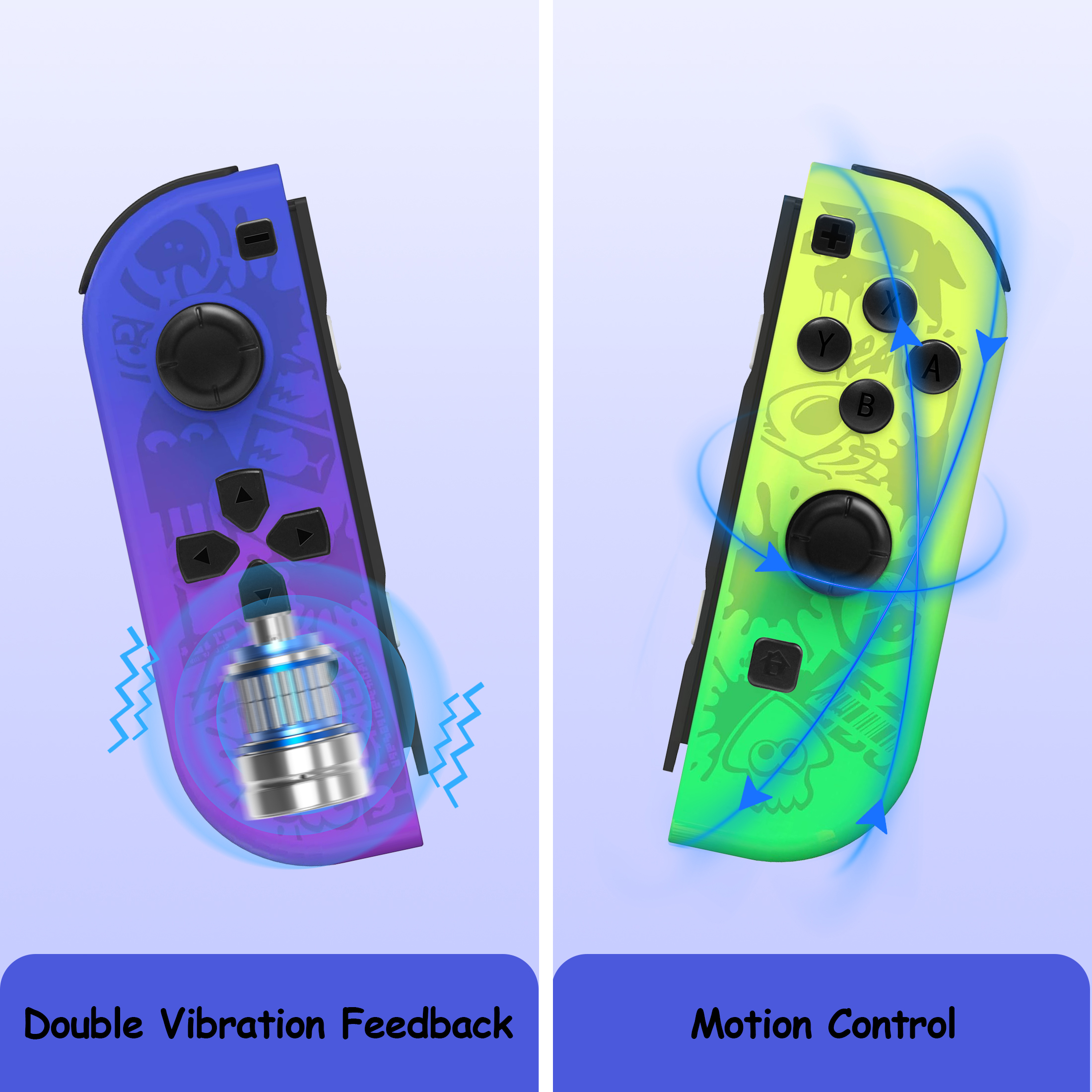Controlador de Juegos Dividido Inalámbrico, Gamepad Bluetooth con Movimiento y Vibración, Controlador Recargable para Consola Portátil 3