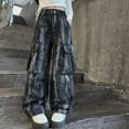 thumbnail image 2 of Ruyang Girl's Kids Cargo Jeans 𝗬2k Wide Leg Denim Pants Girl Purple Streetwear Joggers Hip Hop Pants Overalls Sweatpants, 2 of 4