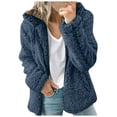 thumbnail image 1 of Jackets for Women Clearance Sale Solid Color Zipper Outwear with Pockets Long Sleeve Zipper Drawstring Hooded Jacket Fall Winter Loose Fit Warm Coat, 1 of 6