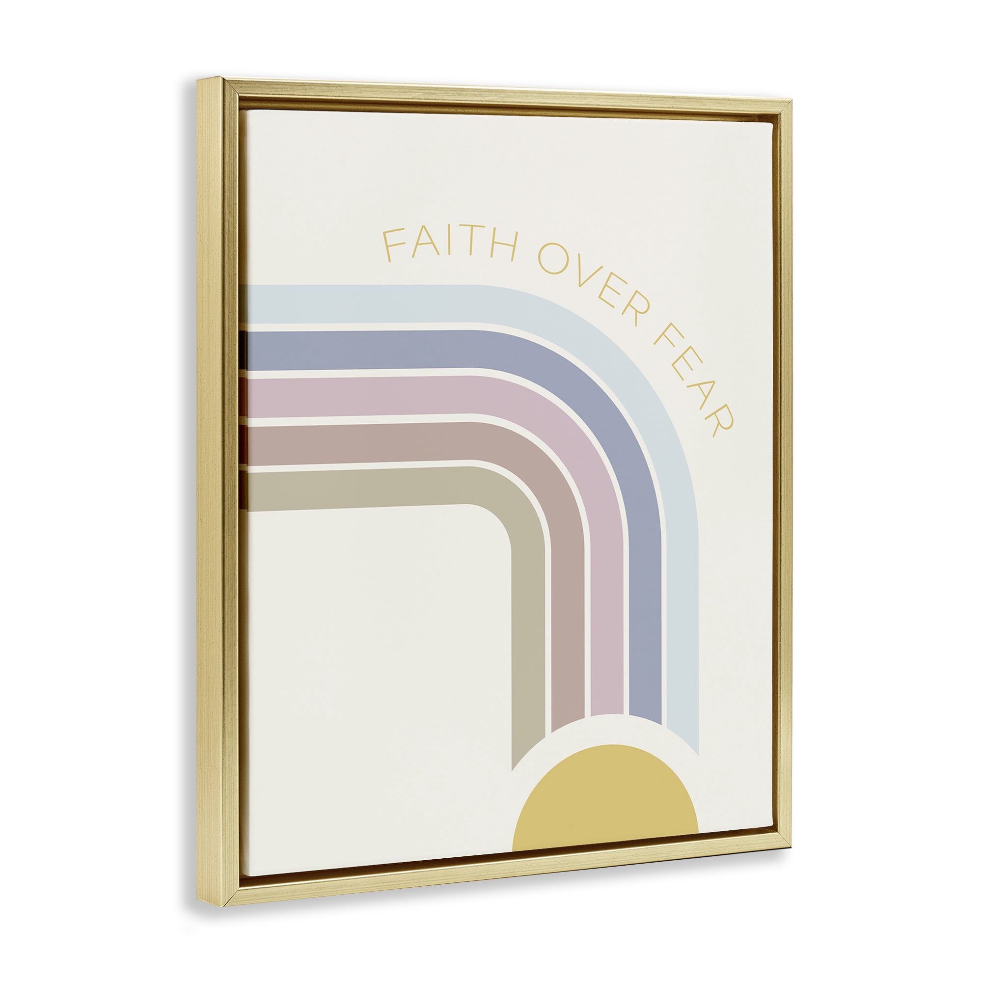 Stupell Industries Faith Over Fear Rainbow Gold Framed Floater Canvas Wall Art, design by SD Graphics Studio