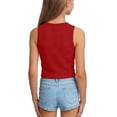 thumbnail image 2 of Cethrio Girls Tank Tops, Slim Fit Summer Knitting Cotton Crewneck Sleeveless T-shirts Wine Size 9-10T, 2 of 6