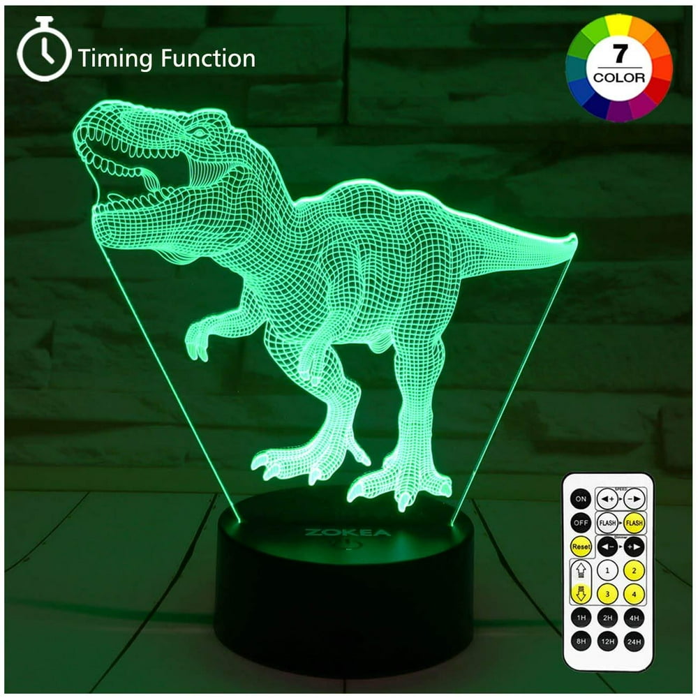 Dinosaur Toys, T Rex 3D Night Light 7 Colors Changing Night Lights for