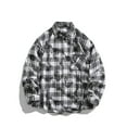thumbnail image 2 of yoeyez Men's Plaid Button Down Shirts Long Sleeve Laple Shirt Business Checked Dress Shirts Modern Spring Work Jackets with Chest Pocket, 2 of 7