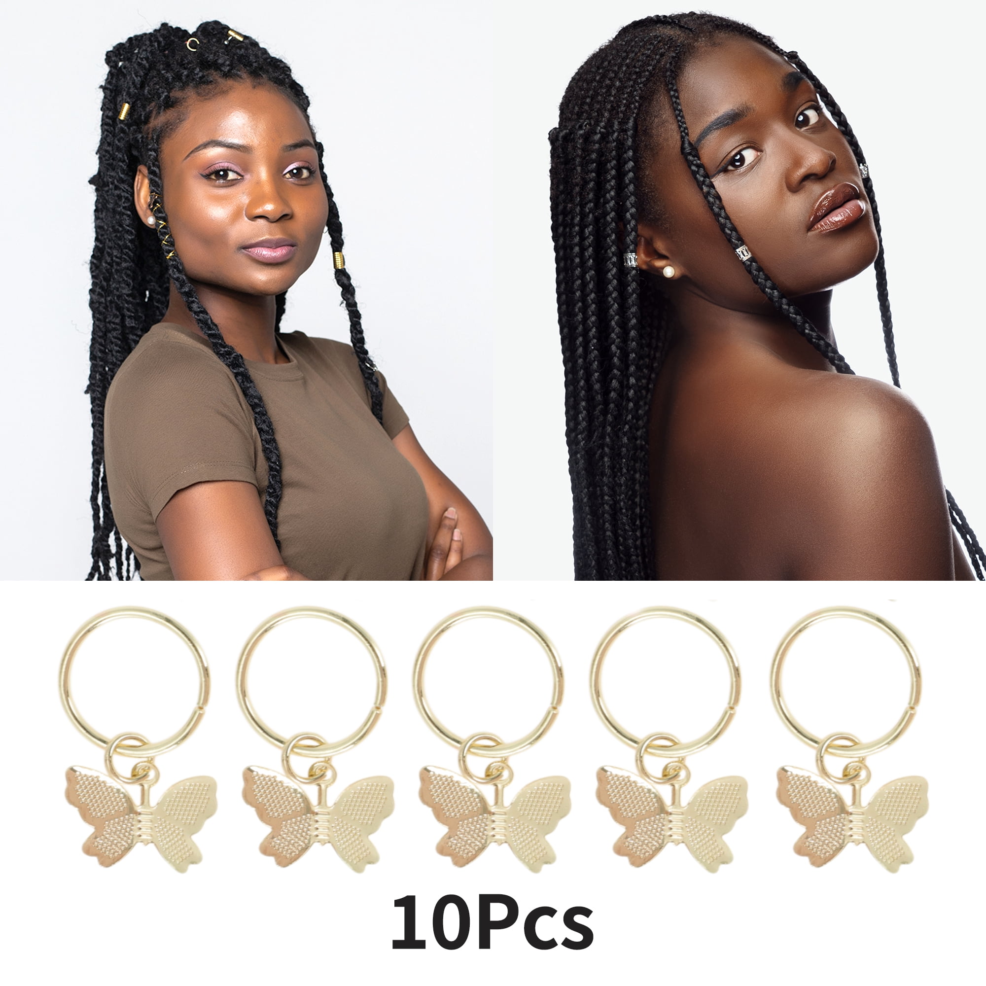 Unique Bargains Wings Hair Ring Pendants 10 Pcs [Metallic Butterfly]