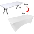 thumbnail image 3 of Nvzi Table Covers for 6 Foot Tables, Spandex Table Covers 6ft, White Table Cloths Rectangle 6ft for Events, Wedding, Banquets & Parties, 3 of 5