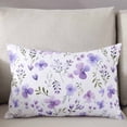 thumbnail image 2 of Purple Flowers Throw Pillow Cover Case, Couch Sofa Bed Pillowcase, Soft Decorative Lumbar Pillow Protector, Spring Botanical Plants Floral Leaves 12x20Inch Reversible Pillow Shams with Zipper, 2 of 6