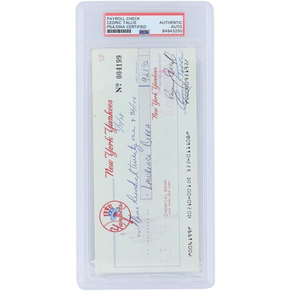 Cedric Tallis New York Yankees Autographed Check from May 31, 1978 - PSA 84943250 - Fanatics Authentic Certified