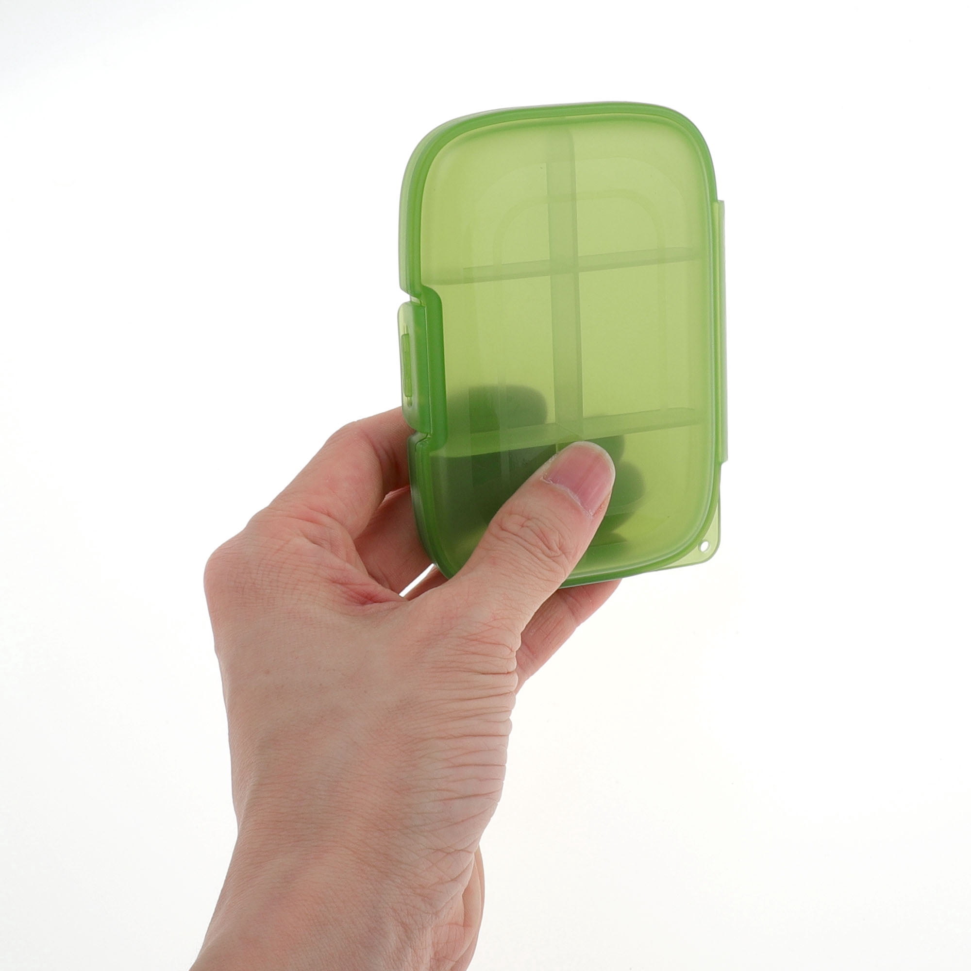 Unique Bargains 6 Grids Single Layer Pill Box 1Pc Green