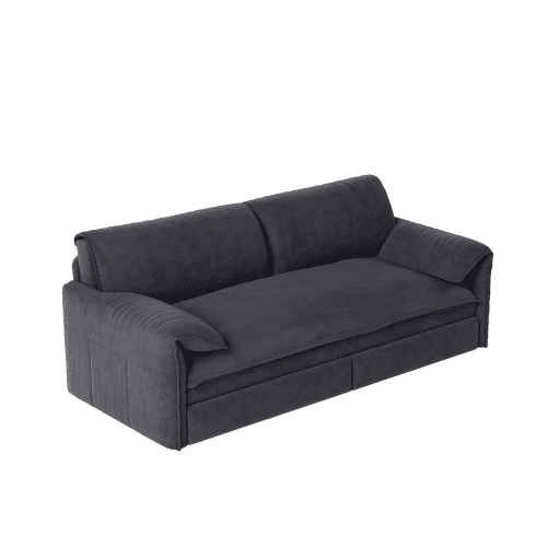 66" Queen Pull Out Sofa Bed, 3-in-1 Convertible Velvet Sleeper Sofa with Side Storage, Loveseat Bed for Living Room, Grey