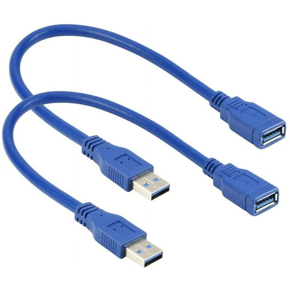 RIITOP Short USB 3.0 Extension Cable 1ft USB3.0 Type A Male to Female in Blue 1 Foot (2-Pack)