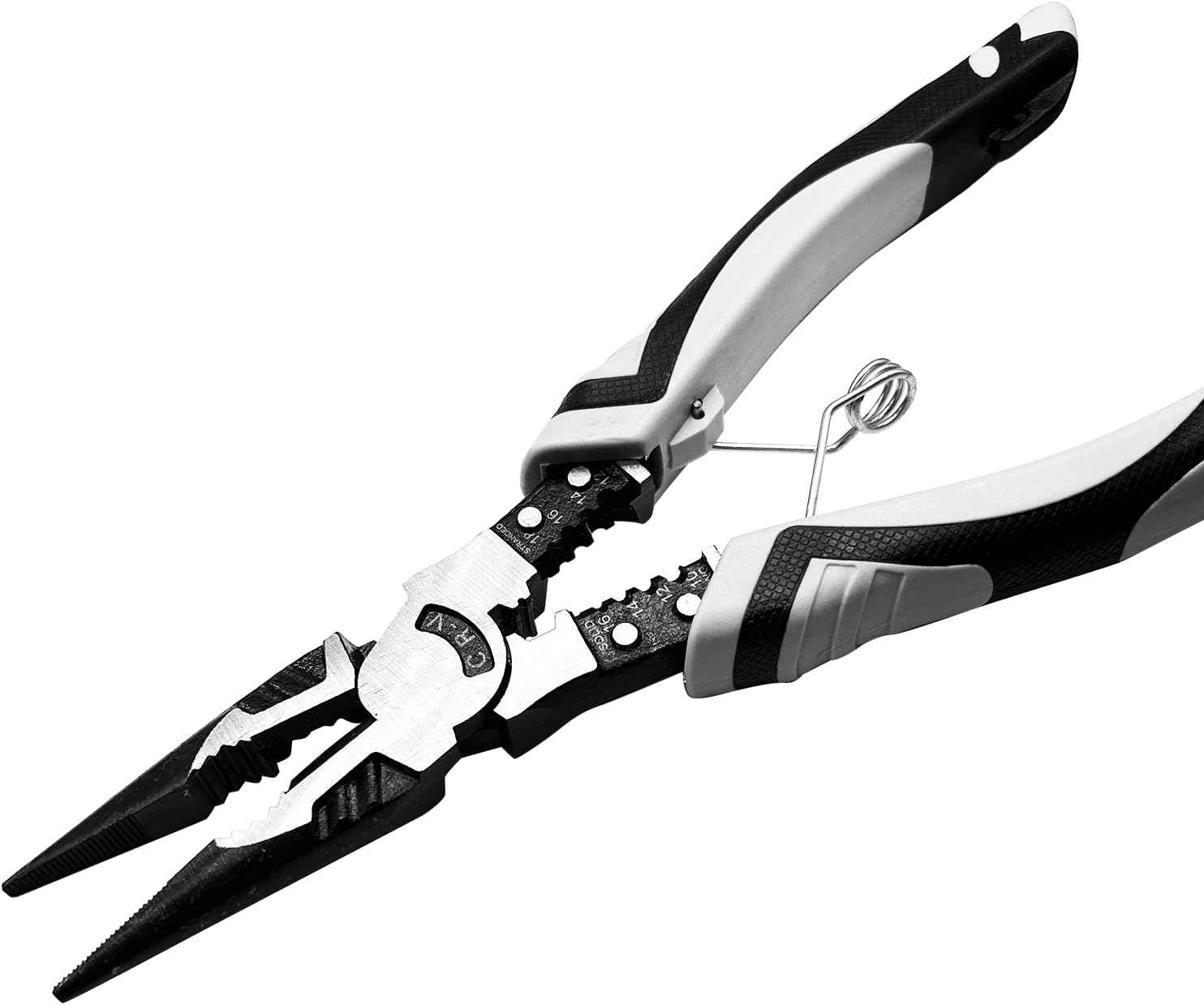 ABCISI 9-inch Needle Nose Pliers with Wire Stripper/Crimper/Cutter, Chrome Vanadium Steel Industrial Grade Multifunctional Precision Pliers with Sharp and Hardened Cutting Edges