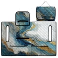 thumbnail image 5 of Whosucclay Blue Gold Abstract Swirl Print Golf Cart Seat Blanket, 4 Storage Pockets Golf Cart Bench Seat Covers for Ezgo TXT RXV 2 Passenger Golf Carts Club Car, 5 of 9