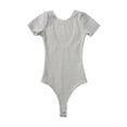 thumbnail image 4 of AXXD Gray Basic Business Casual Tops for Women Summer 2024 Short Sleeved V-neck Solid Color Elastic Slim Jumpsuit Long Sleeved Round-neck Top/shirt, 4 of 7