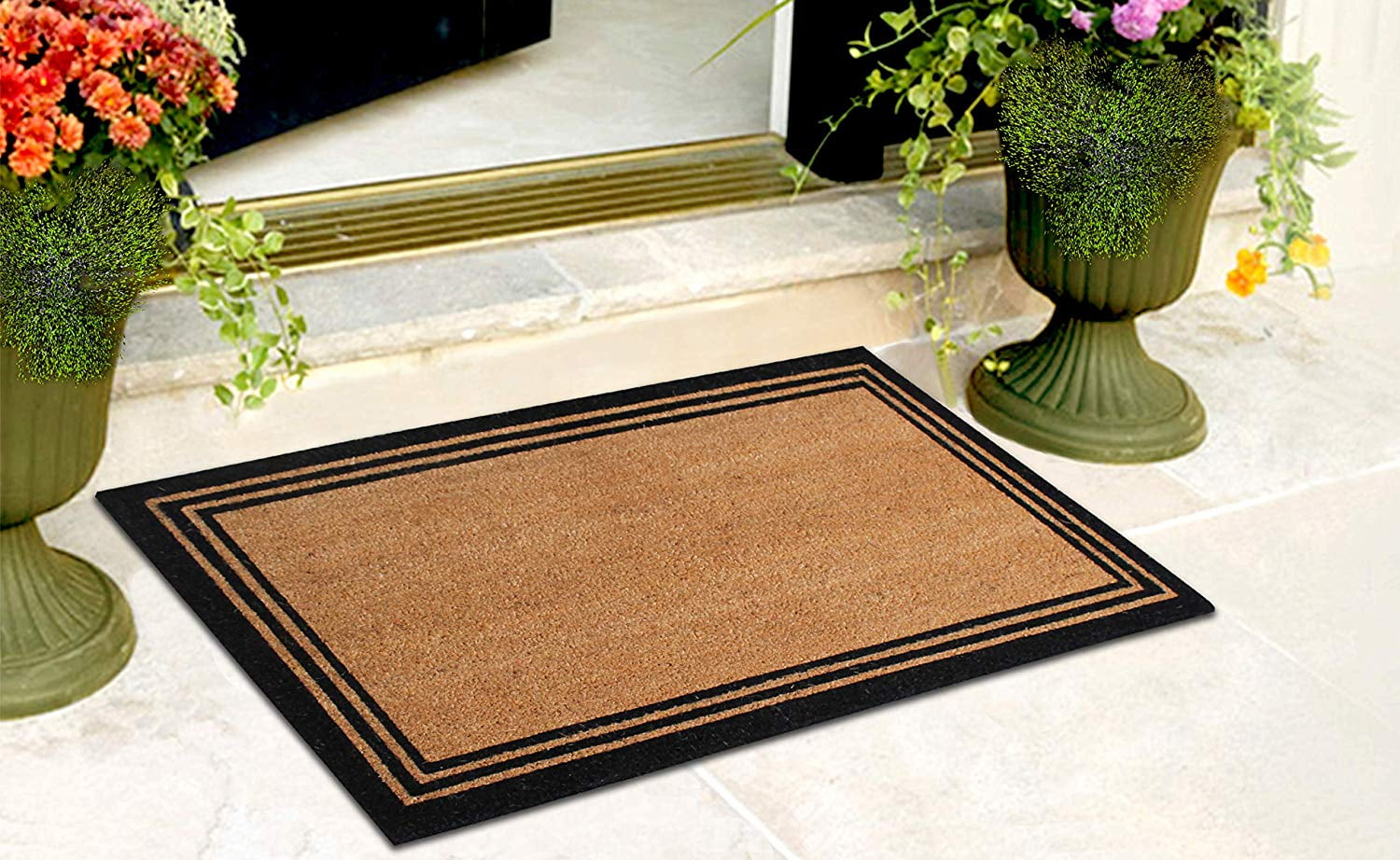  Cute Peacock Coir Door Mat with Heavy Duty Backing Outdoor Mats  for Back Door Waterproof Natural Doormat Pretty Farm Animal Green Peacock  Vintage Flowers Welcome Mats Outside Decor 16x24in : Patio