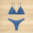thumbnail image 4 of Womens Swimsuits Solid Color Spaghetti Strap Backless Separate Bikini Blue Womens Bathing Suits M, 4 of 4