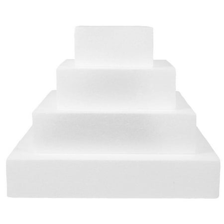 

4Pcs Multi-function Foams Cakes Reusable Fake Cakes Square Cake Dummies Practice Supply