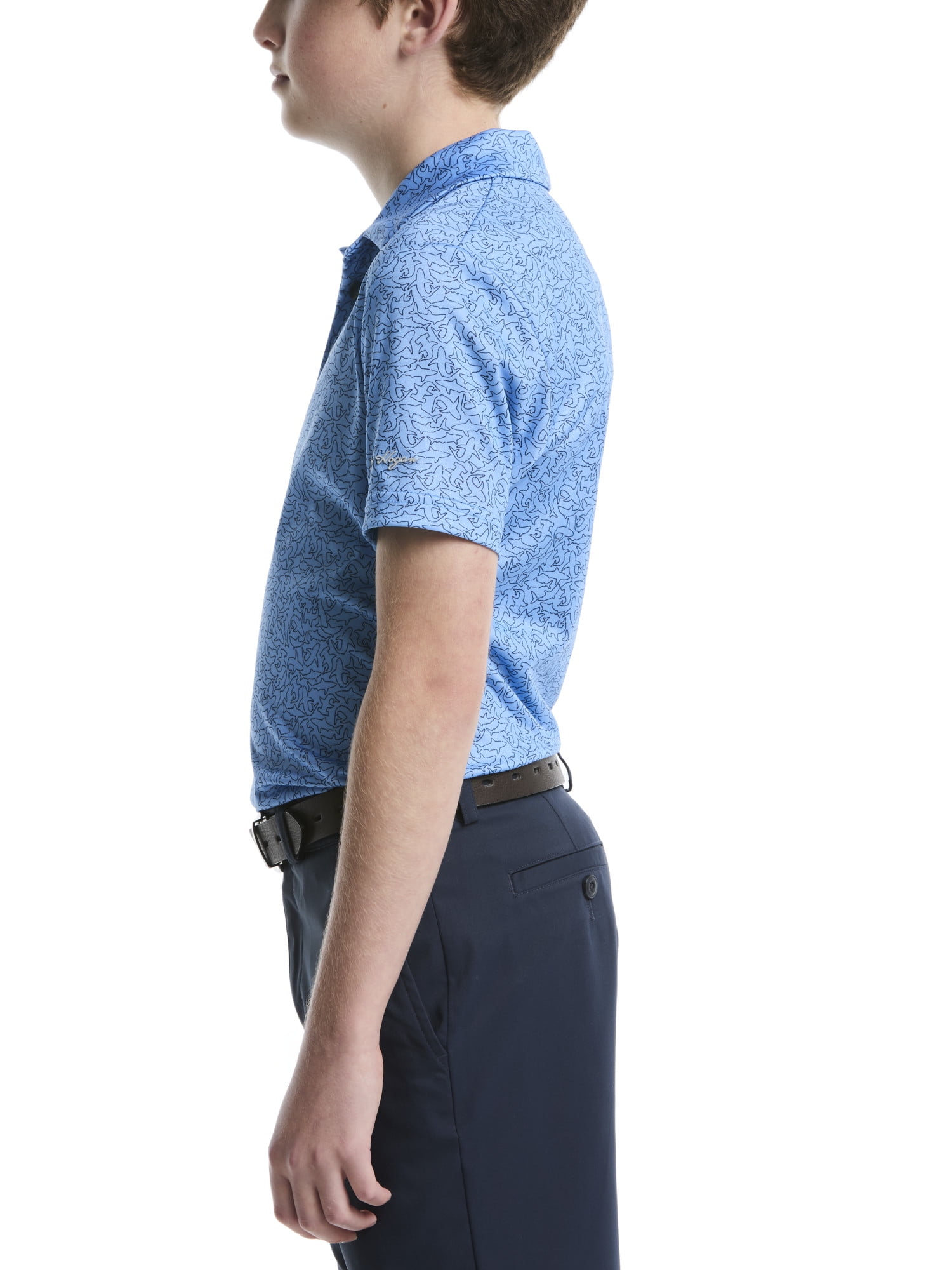 Ben Hogan Performance Boys Shark Print Short Sleeve Golf Polo Shirt, Sizes 4-18