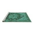 thumbnail image 2 of Ahgly Company Machine Washable Indoor Square Oriental Turquoise Blue Industrial Area Rugs, 3' Square, 2 of 4