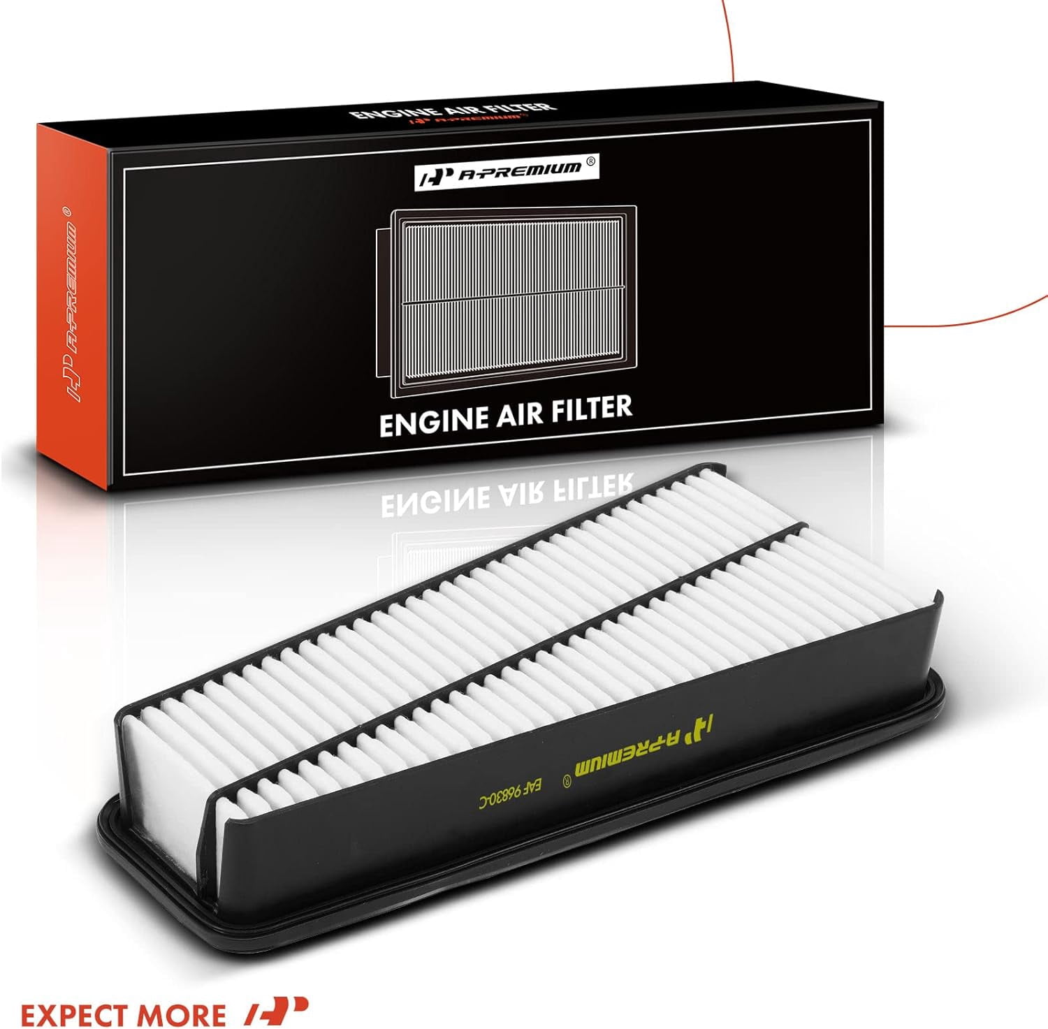 A-Premium 2-PC Engine Air Filter Compatible with Toyota Models - Tacoma 2005-2015, Tundra 2005-2010, 4Runner 2003-2009, FJ Cruiser 2007-2009 - V6 4.0L - Replace# 17801-0P010, CA9683